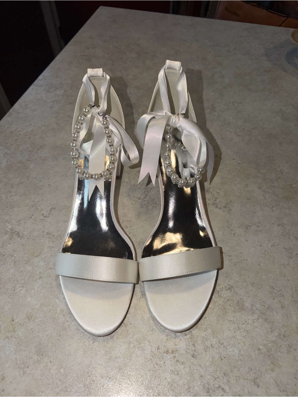 Women's Ivory Pearl Ankle-Tie Sandals